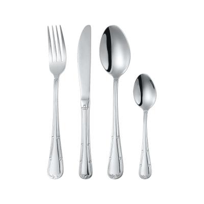 China Sustainable Embossed Dinnerware Engraved Cutlery Set 18/10 Stainless Steel for sale