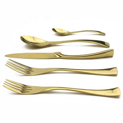 China Koya Sustainable Mirror Wedding Flatware Gold Polishing Titanium Cutlery Set Stainless Steel for sale