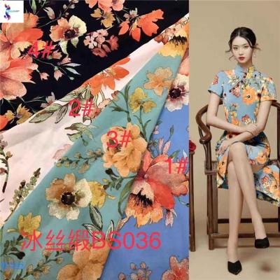 China China supplier high quality wholesale fdy stock polyester satin print anti-static ready fabric kg for dress for sale