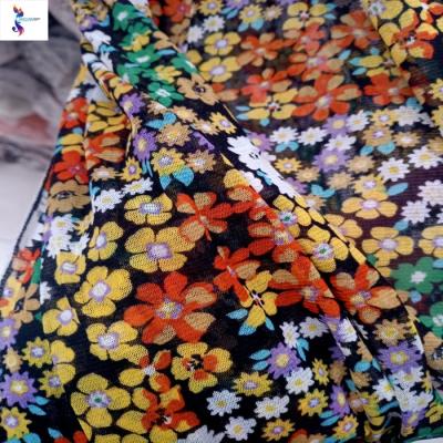 China Stretch Keqiao textile market kg price nylon spandex mesh fabric printed mesh fabric stocklot lace printing fabric for sale