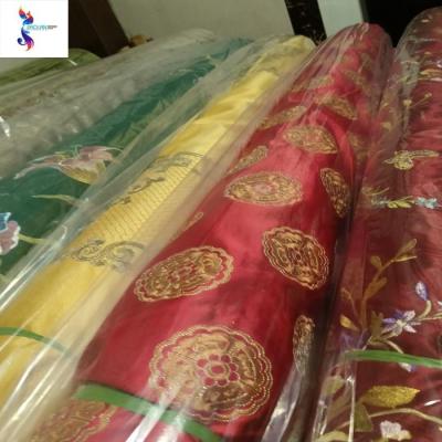 China Wholesale Tear-Resistant Sofa Embroidered Jacquard Floral Brocade Stock 100%Polyester Upholstery Fabric Embroidery Fabric For Sofa for sale