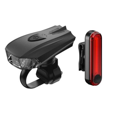 China Aluminum Alloy+ABS USB LED Rechargeable Bike Light Set Flashlight Road Mountain Bike Headlight Tail Light Assembly for sale