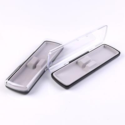 China Recyclable Transparent Hard Plastic Single Pen Box With Luxury Gray Pen Case PVC Velvet Bottom Metal Pen Crystal Pencil NO.0856 for sale