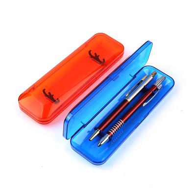 China Recyclable Clear Plastic Folding Ballpoint Pen Box Packaging Luxurious Pair Pen Set Transparent Promotional Gift Display NO.0989 for sale