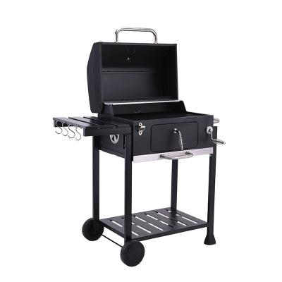 China Easily Assembled Multifunctional Outdoor Portable Garden Barbecue Charcoal Smokeless Grill With Two Wheels for sale