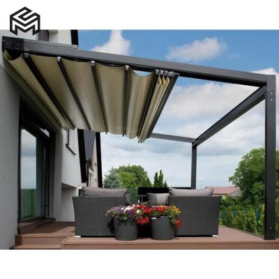 China Waterproof Oem Factory 6x6m Pvc Roof Awning Aluminum Gazebo Pergola Retractable Roof for sale