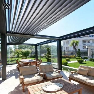 China Waterproof Sun Terrace Louvered Motorized Shutters Roof Retractable Pergola For Backyard for sale