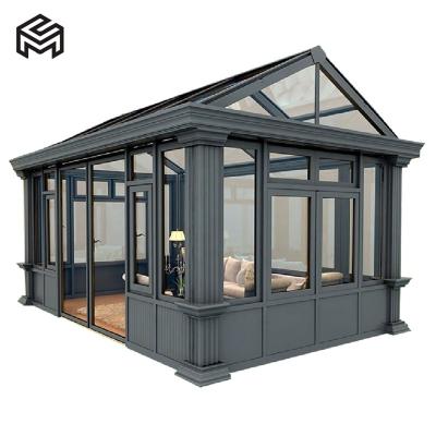 China Sun block Pyramid Garden Greenhouse Conservatory Sunroom Free Standing Outdoor Glass House for sale