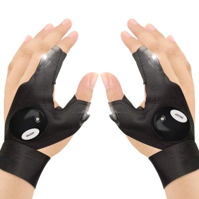 China Cotton LED Flashlight Gloves Cool Gadget Hands-Free Lights for Camping Fishing Repairing  LED Light Fingerless Night Fishing Gloves for sale