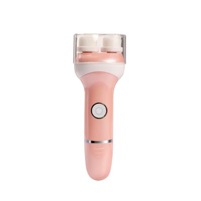 China Face Lift Two Head Mini Waterproof Battery Rechargeable Electric Facial Cleansing Brush For Personal Care for sale