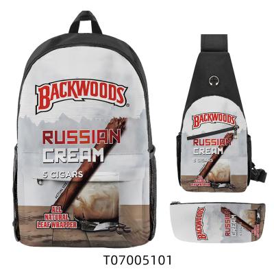 China Game Character Sales 3pcs Cheap Backwoods Cigar Backpack New Camouflage Fashion Smell Proof Tobacco Bag Packages Shoulder Bags Source Factory for sale