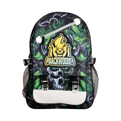 China Latest Design Skull Backpack Cigar LED Backwoods Custom Smell Proof Campus Laptop Bags High Quality Waterproof Luminous Hot Head Flash Logo for sale