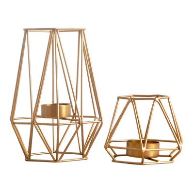 China Lantern for Candle/Polygon Shape Home Decor Wedding Decors Wedding Decors Table Candle Holder Metal Tealight Geometric Candle Holder for sale