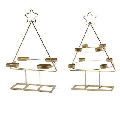 China Home/Wedding/Garden Decor Gold Metal Christmas Tree Candle Holder for Home Decoration for Tea-light and Pillar for Christmas Decoration for sale