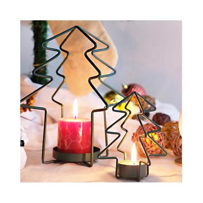 China Home Decoration Christmas Metal Candle Holder in Christmas Tree Design Festival Holiday Decoration Candle Holder for Decor for sale