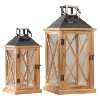 China Lantern for Candle / Home Decor Wood Lantern with Metal Top for Home and Garden Candle Lantern with Handle for Wedding and Home Decor Yard Candle Lantern for sale