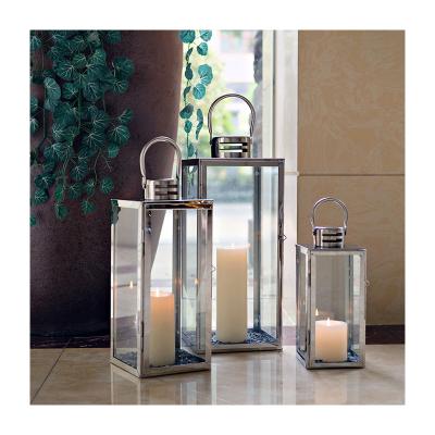 China Home Decoration Stainless Steel Lantern For Indoor And Outdoor Decoration Stainless Candle Lantern For Home Decor for sale