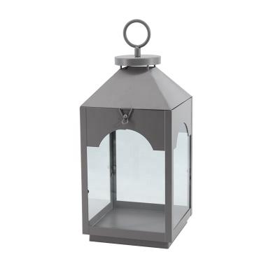 China Morden home design decoration glass candle holder with metal holder outdoor home and garden decoration hanging lantern for sale