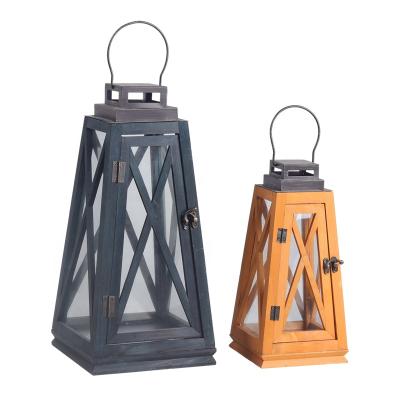 China Lantern for candle/home decor/wedding wood lantern with cover and metal handle for home outdoor wooden garden decor lantern decorative candle lantern for sale