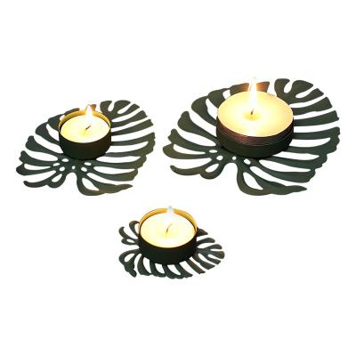 China Cheap Home/Wedding/Garden Decor Leaves Design Mini Size Decorative Metal Wire Tea Light Holders Home Decor Green Sconce For Table for sale