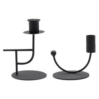 China Home Decorative Candle Holder/Wedding/Garden Decor Mini Geometric Modern Metal Cheap Long Stem Wire Black Home Floating Candle Holder for sale