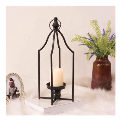 China Minimalist metal candle holder for wedding and party decor pendant black candle holder for home decor for sale