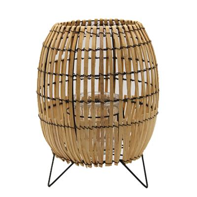 China Morden rattan woven bamboo candle holder with indoor and outdoor rattan metal holder lantern for home decor for sale