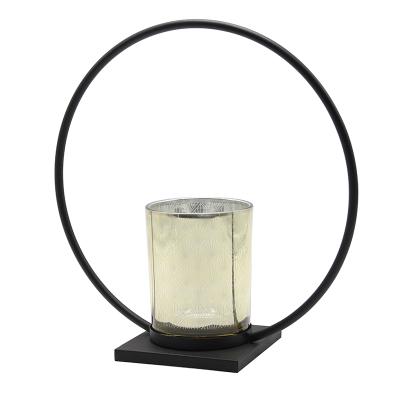 China Home Decoration Candle Glass Jar With Metal Handle Festival Decor Metal Home Candle Holder For Home Wedding Decoration for sale