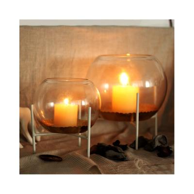 China Glass Candle Holder Metal Candle Holder / Home Decor with Metal Holder House and Outdoor Decoration Candle Jar for Home Decor for sale