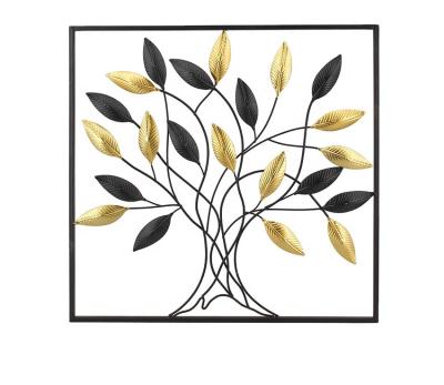 China Metal Gold and Black Leaf Wall Decoration Metal Leaves Wall Decor for Living Room for Concise Home Decoration for sale