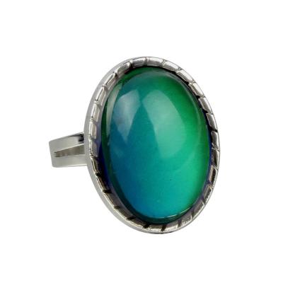 China Diverse Design Environmental Friendly New Color Changing Mood Stone Alloy Modern Jewelry In Antique Silver Heart Plating Mood Ring for sale