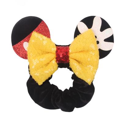 China Smart Casual Ring Solid Velvet Ponytail Holder Hair Scrunchies Mickey Ear Hair Bands Velvet Minnie Scrunchies Elastic Hair Mouse Bands For Girls for sale