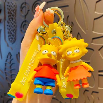 China Creative Cute Eco-friendly Couple Bag Cartoon Doll Silicone Key Chain Supplier Car Pendant Lanyard Key Chain Decoration Lanyard Key Chain for sale