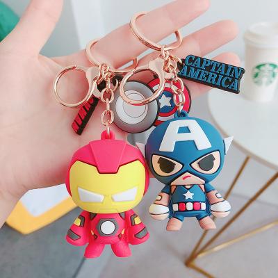 China Custom Spider-Man Marvel Decoration 3D Cartoon Cute Wrist Strap Captain Doll Keychain With Wholesale Promotional Gift Key Chains for sale