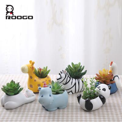 China Roogo Cute Cartoon Animals Cute Animals Flower Pots and Planters Mini Garden Pots Succulent Decoration for sale