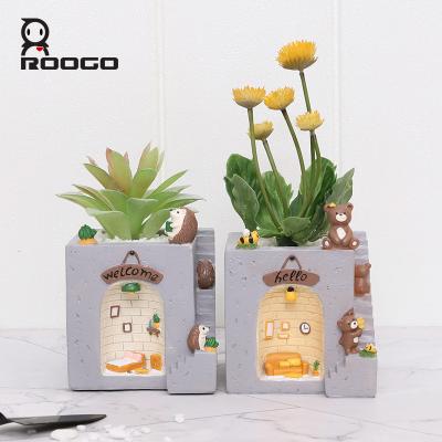 China Mini Roogo Flower Pots Miracle Cute Stable Animal Succulent Pots Home Decoration for sale