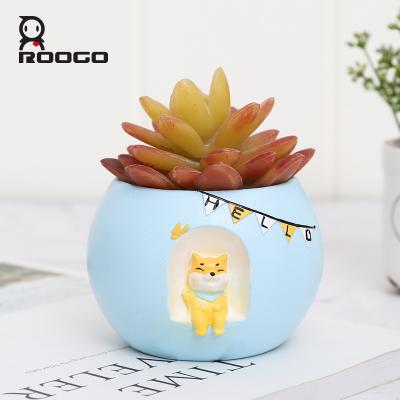 China Mini succulent garden flower resin animal cartoon Roogo plant pots decoration cute wholesale cute pots animal for sale