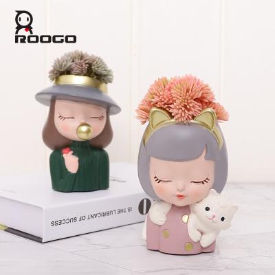 China Europe Roogo Girl Flower Pots and Planters Modern Succulent Garden Plant Pots Decor for sale