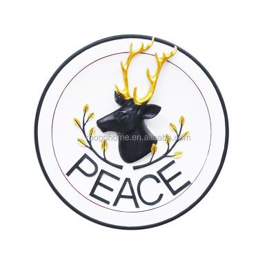 China Art Decor Roogo peace sports elk antlers for sale dirty wall hanging resin art for sale