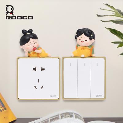 China Art Decor ROOGO Lady of the Tang Dynasty Wall Switch Stickers home living room switch stickers decoration for sale