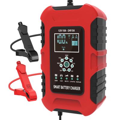 China Standard Auto Battery 12V 24V 10A Smart Battery Charger, Car Battery Charger for WET GEL AGM Battery, Fast LiFePO4 Battery Charger for sale