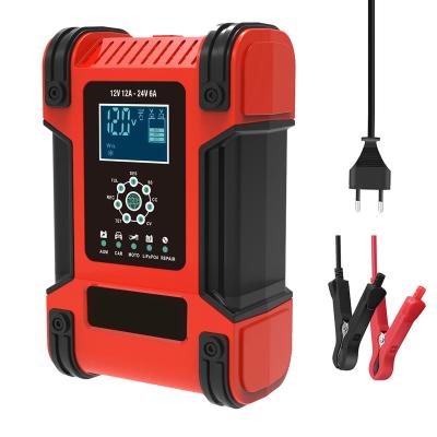 China Battery 12V 24V 12A Pulse Repair Charger, LiFePO4 Motorcycle and Standard Car Battery Charger, AGM Deep Cycle GEL EFB Lead Acid Charger for sale