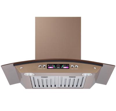 China Household Kitchen Glass Range Hood Arc-shaped Cooker Range Hood With Led Display en venta