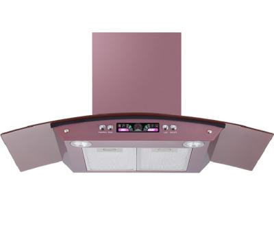 China Household Kitchen Glass Range Hood Arc-shaped Chimney Range Hood With Led Display for sale