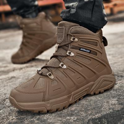 China Anti-Smell Factory High Ankle Men Combat Shoes Outdoor Desert Training Security Black Khaki Mens Tactical Boots for sale