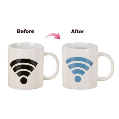 China Microwave and Dishwasher Safe Customized Wifi High End Color Changing Ceramic White 11oz Sublimation Mug For Sublimation Printing With Logo And Handle for sale