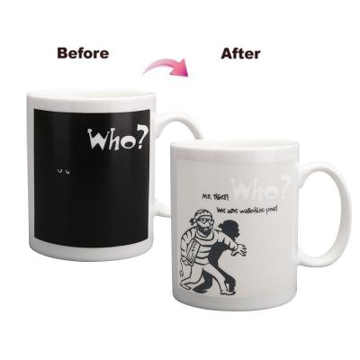 China Dishwasher Safe Wholesale Customizable Logo Cheap High End Microwave And Thief Color Changing Ceramic Sublimation Empty Coffee Mug With Heart Handle for sale