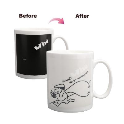 China Wholesale Bulk Cheap Bulk Sublimation White High End Microwave Safe Supplier Customized Color Changing Ceramic Magic Mug With Handle for sale