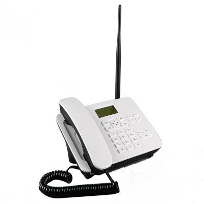 China SMS GSM white with black base fixed cordless desk phones with sim card slot for sale