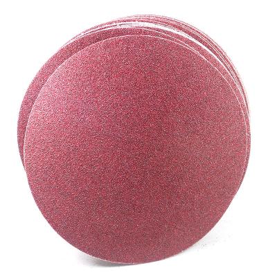 China Grinding and polishing wood products around red sandpaper 8 inch self-adhesive brushed flocking sandpaper is used for polishing and sanding automobile metal and wood for sale